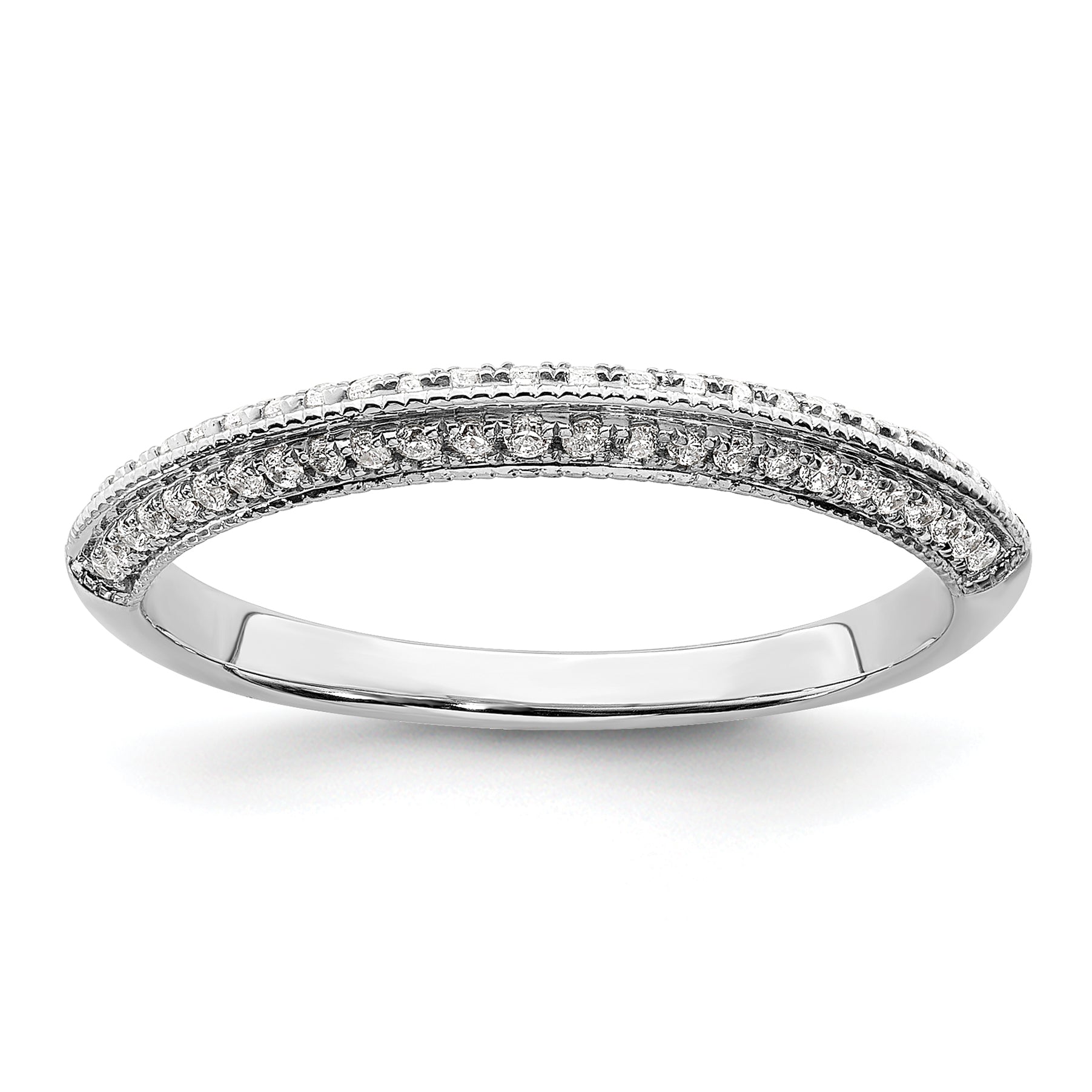 Image of ID 1 020ct CZ Solid Real 14K White Gold Complete Wedding Wedding Band Ring