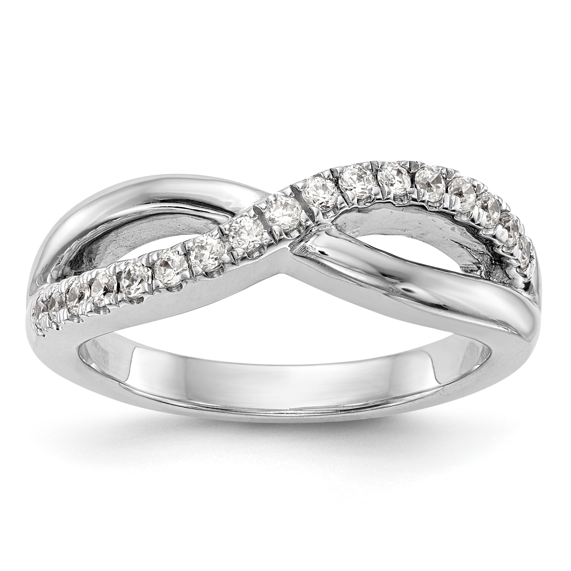 Image of ID 1 021ct CZ Solid Real 14K White Gold Wedding Band Ring