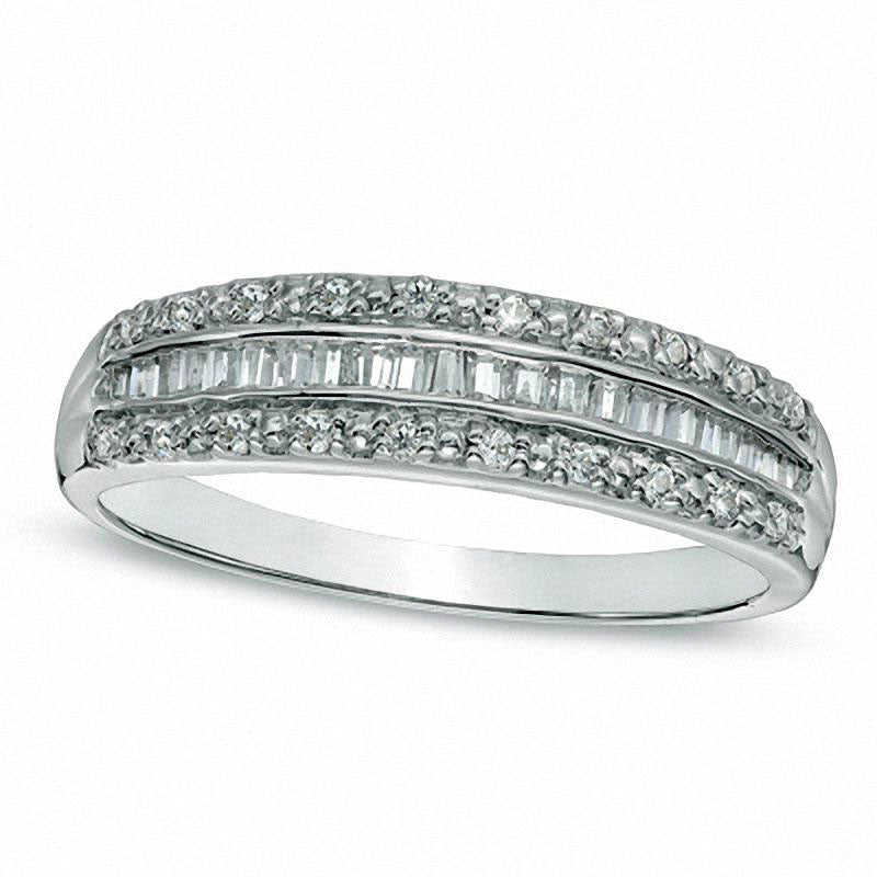 Image of ID 1 025 CT TW Baguette Natural Diamond Band in Solid 10K White Gold