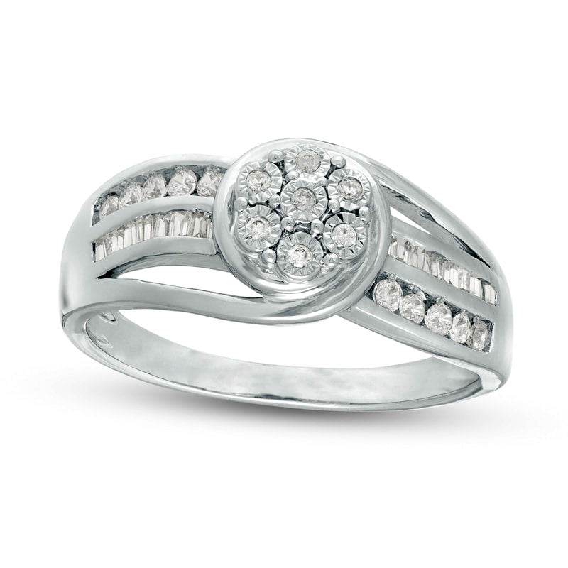 Image of ID 1 025 CT TW Composite Natural Diamond Wavy Split Shank Promise Ring in Solid 10K White Gold