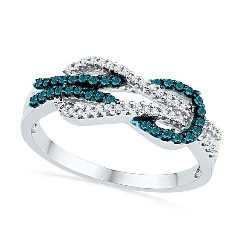 Image of ID 1 025 CT TW Enhanced Blue and White Natural Diamond Infinity Ring in Solid 10K White Gold