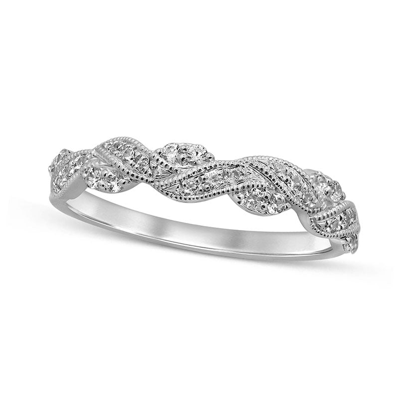 Image of ID 1 025 CT TW Natural Diamond Braided Antique Vintage-Style Anniversary Band in Solid 10K White Gold