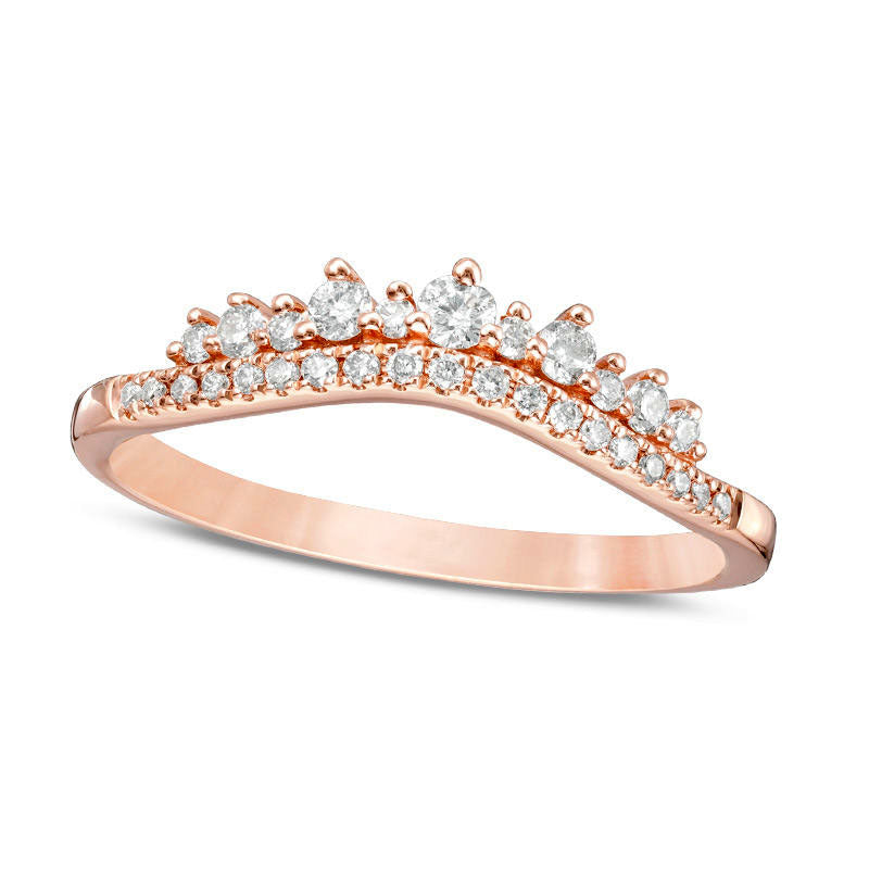 Image of ID 1 025 CT TW Natural Diamond Crown Contour Wedding Band in Solid 14K Rose Gold