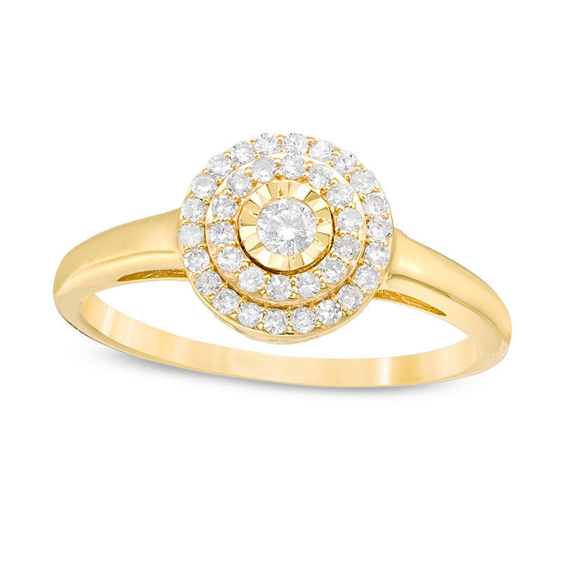 Image of ID 1 025 CT TW Natural Diamond Double Frame Ring in Solid 10K Yellow Gold