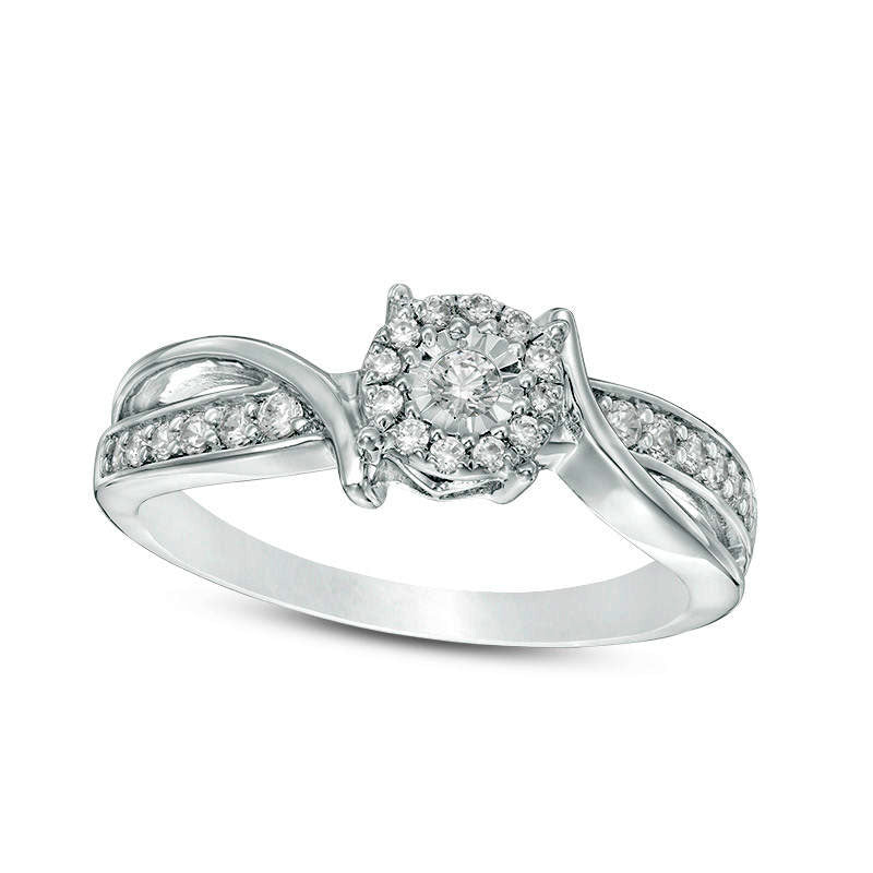 Image of ID 1 025 CT TW Natural Diamond Frame Bypass Promise Ring in Sterling Silver