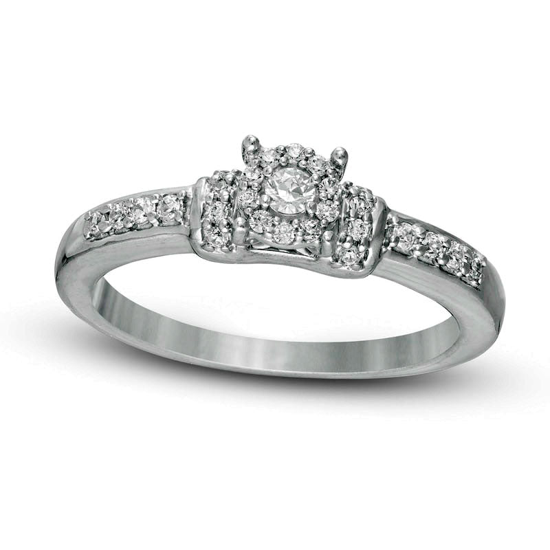 Image of ID 1 025 CT TW Natural Diamond Frame Collar Promise Ring in Solid 10K White Gold