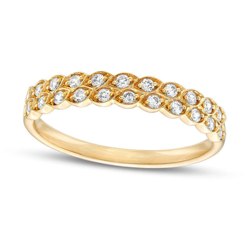 Image of ID 1 025 CT TW Natural Diamond Marquise-Shaped Double Row Stackable Band in Solid 10K Yellow Gold