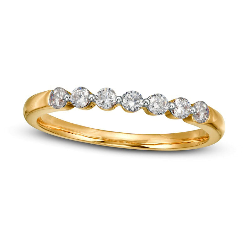 Image of ID 1 025 CT TW Natural Diamond Seven Stone Anniversary Band in Solid 10K Yellow Gold