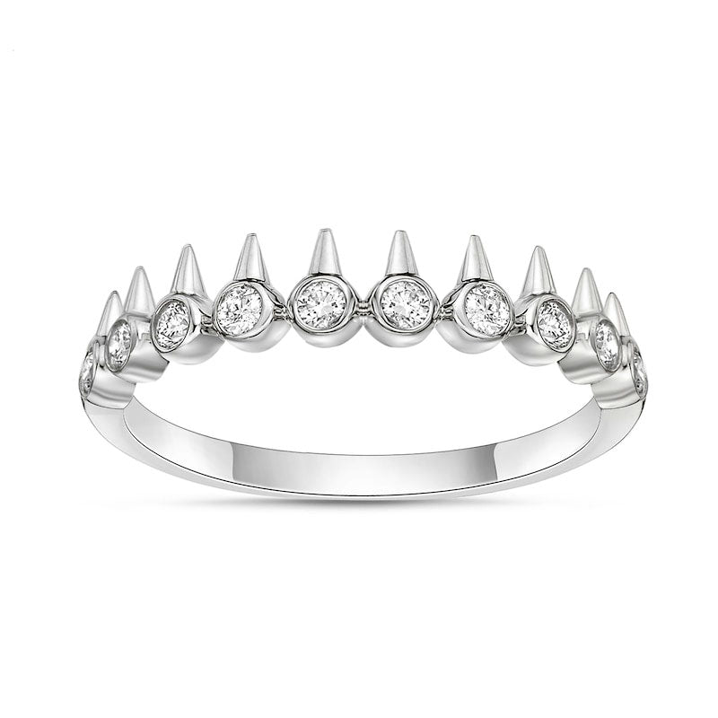 Image of ID 1 025 CT TW Natural Diamond Single Spikes Row Ring in Solid 10K White Gold