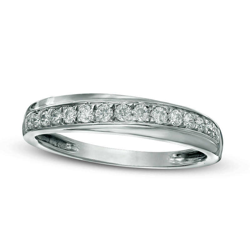 Image of ID 1 025 CT TW Natural Diamond Slant Wedding Band in Solid 10K White Gold
