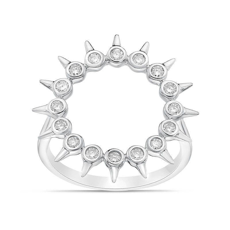 Image of ID 1 025 CT TW Natural Diamond Spikes Circle Ring in Solid 10K White Gold
