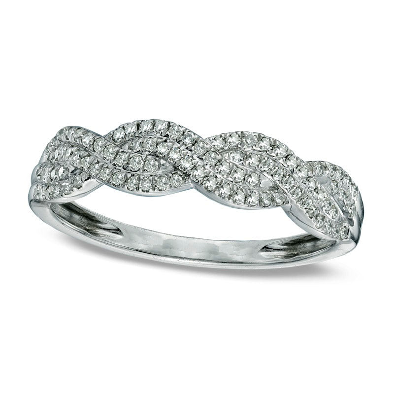 Image of ID 1 025 CT TW Natural Diamond Thick Braid Band in Solid 10K White Gold