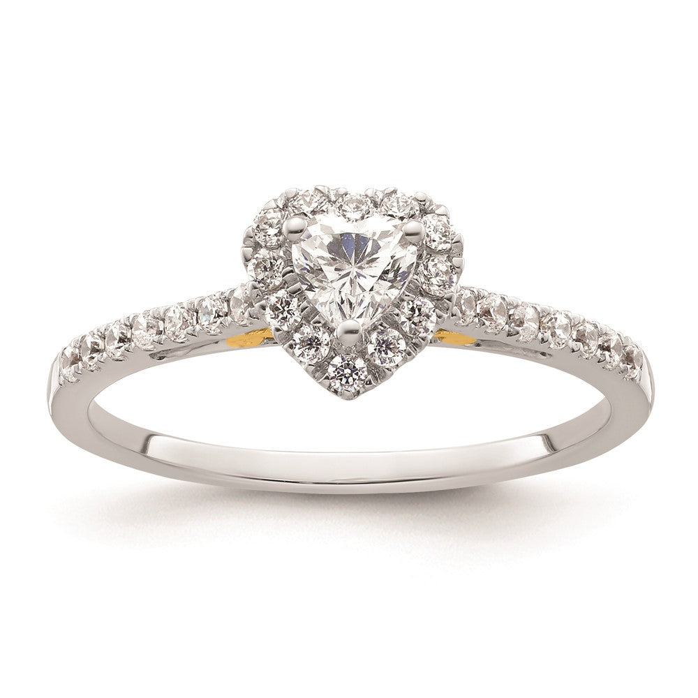 Image of ID 1 025ct CZ Solid Real 14ktt Heart Halo Engagement Ring