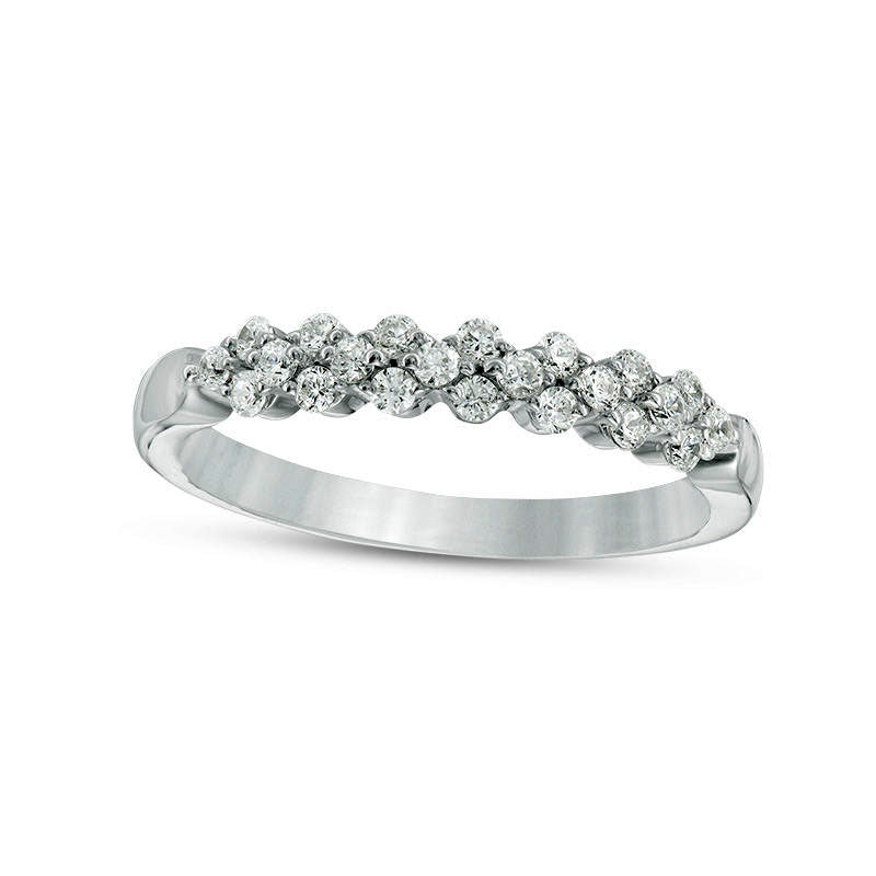 Image of ID 1 033 CT TW Natural Diamond Alternating Stackable Band in Solid 10K White Gold
