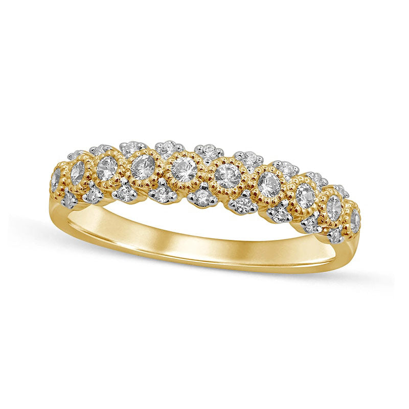 Image of ID 1 033 CT TW Natural Diamond Beaded Frames Anniversary Band in Solid 10K Yellow Gold