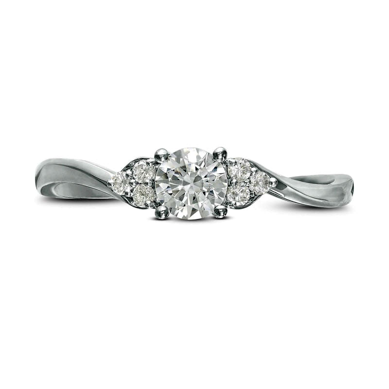 Image of ID 1 033 CT TW Natural Diamond Bypass Tri-Sides Engagement Ring in Solid 10K White Gold