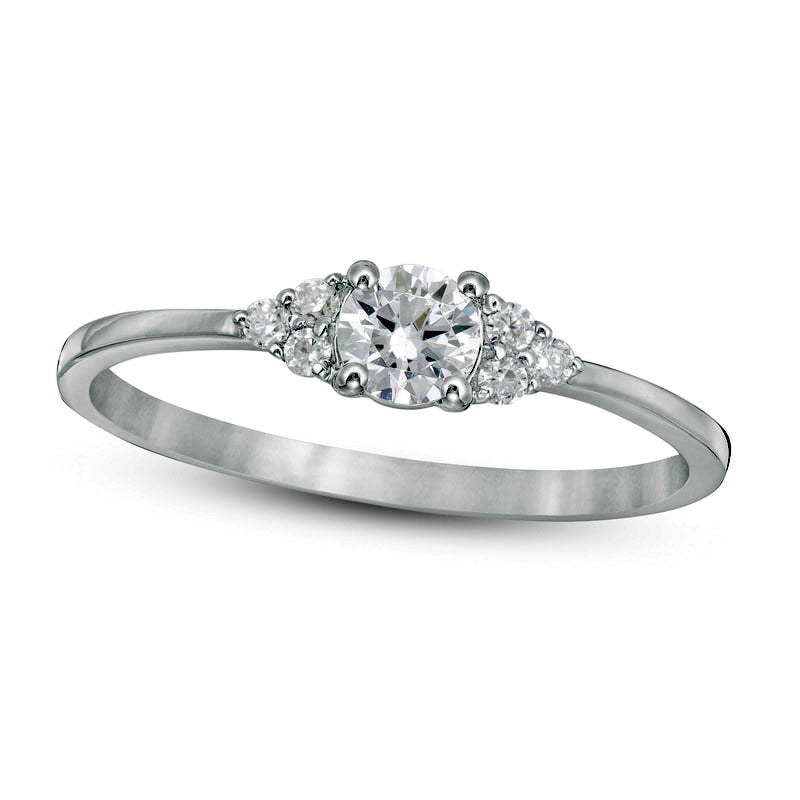 Image of ID 1 033 CT TW Natural Diamond Tri-Sides Engagement Ring in Solid 10K White Gold