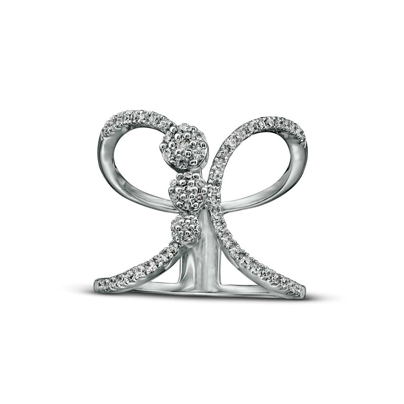 Image of ID 1 038 CT TW Natural Diamond Abstract Butterfly Ring in Solid 10K White Gold