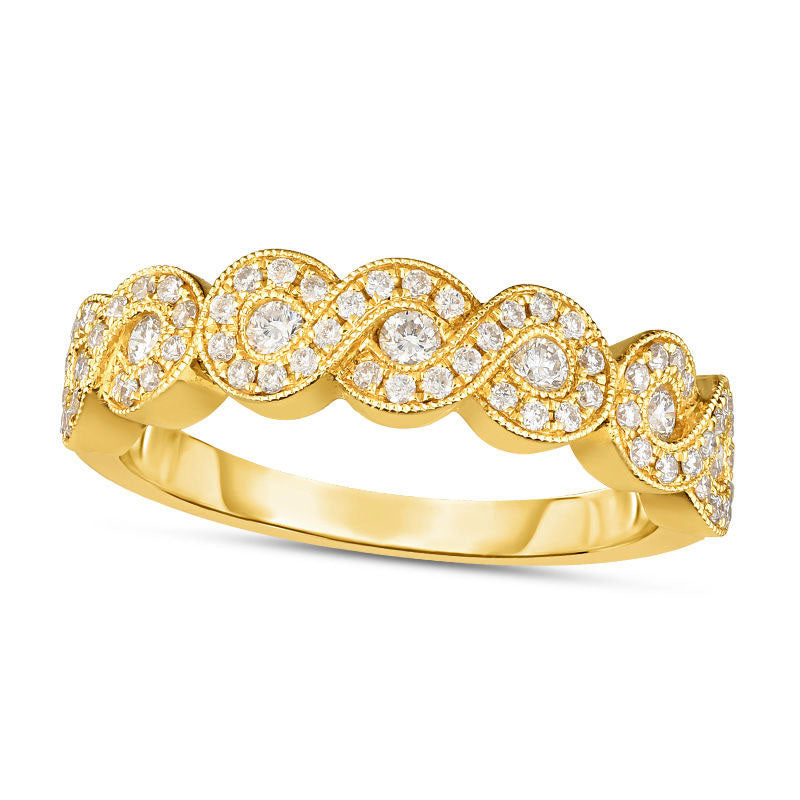 Image of ID 1 038 CT TW Natural Diamond Infinity Antique Vintage-Style Band in Solid 10K Yellow Gold