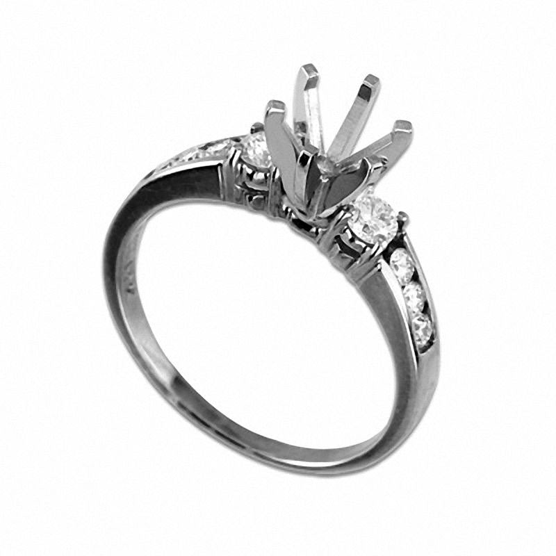 Image of ID 1 038 CT TW Natural Diamond Semi-Mount in Solid 14K White Gold