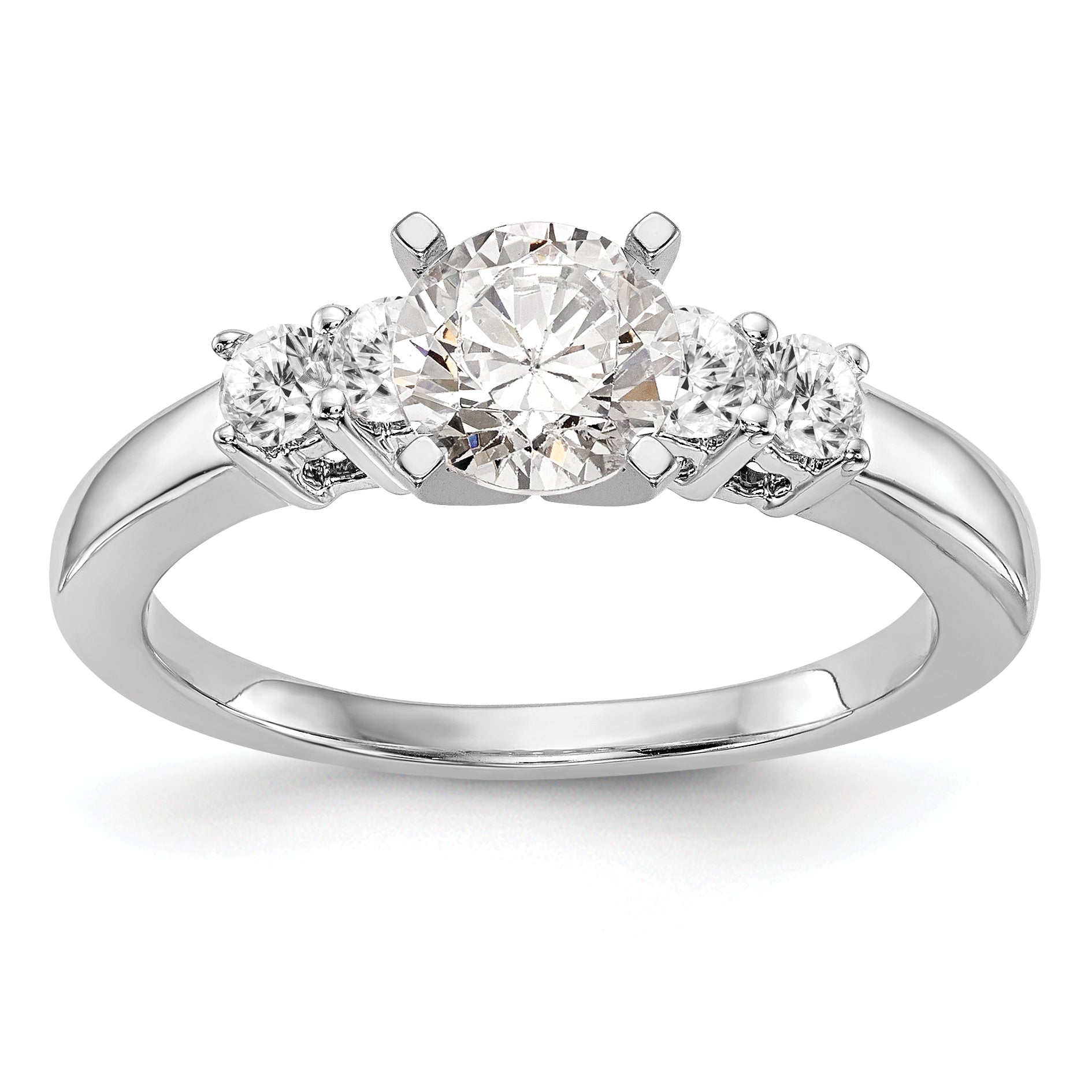 Image of ID 1 040ct CZ Solid Real 14K White Gold 5-Stone Peg Set Engagement Ring