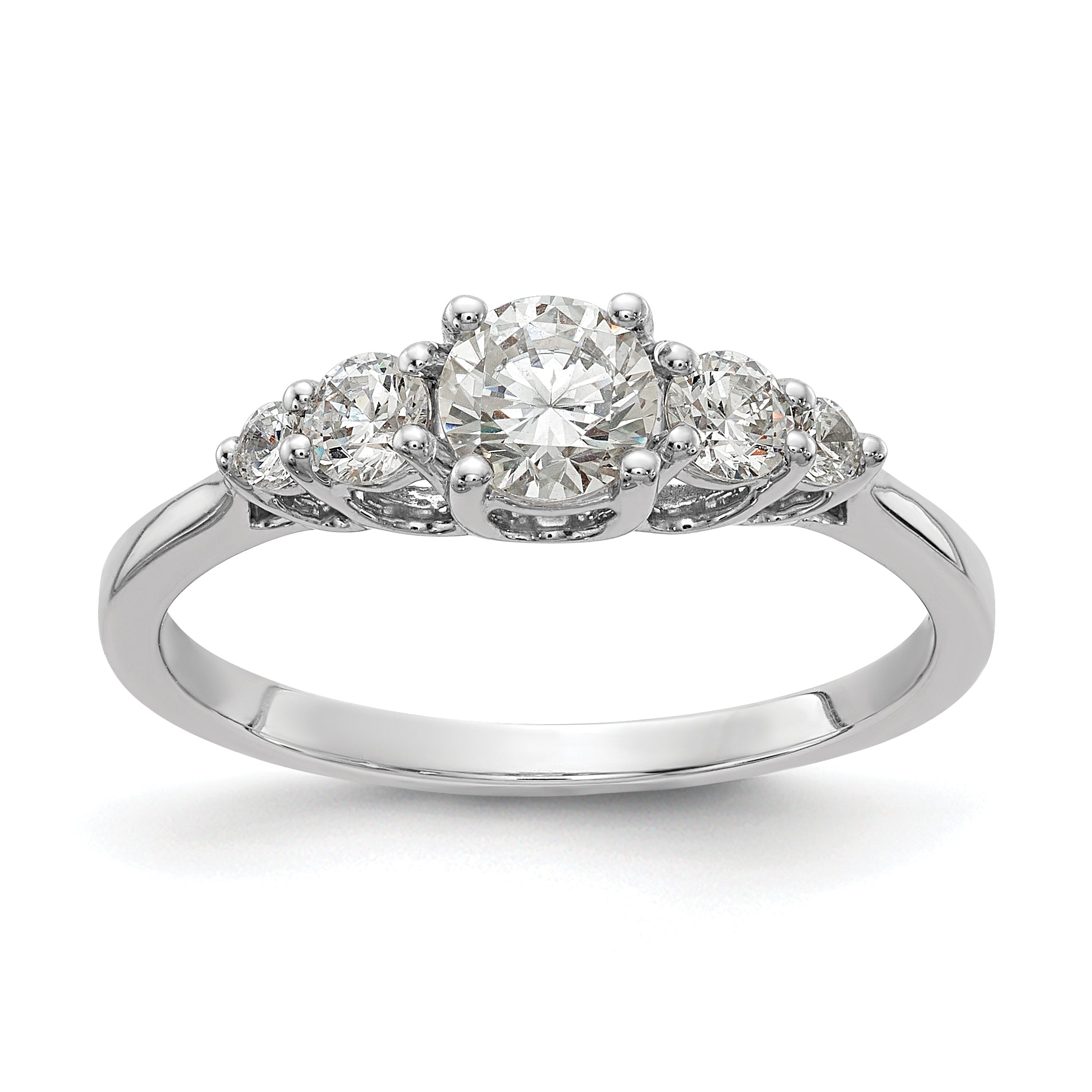 Image of ID 1 045ct CZ Solid Real 14k White Gold 3-Stone Plus Engagement Ring