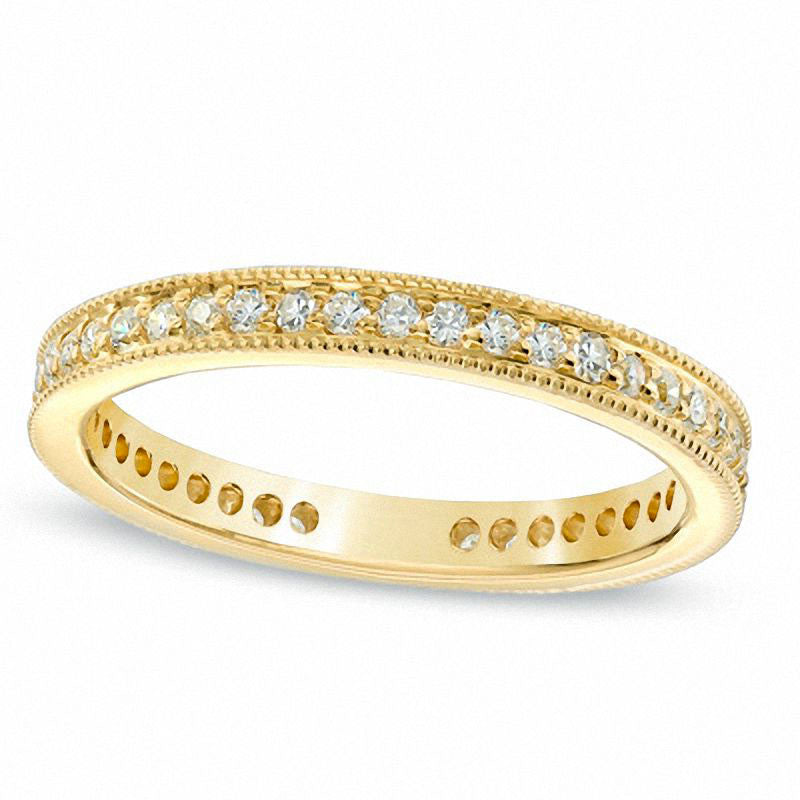 Image of ID 1 050 CT TW Natural Diamond Antique Vintage-Style Eternity Wedding Band in Solid 14K Gold