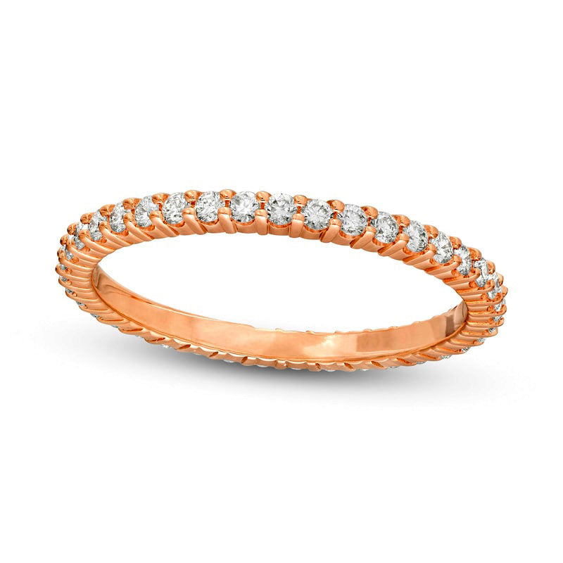 Image of ID 1 050 CT TW Natural Diamond Eternity Wedding Band in Solid 18K Rose Gold (G/SI2)