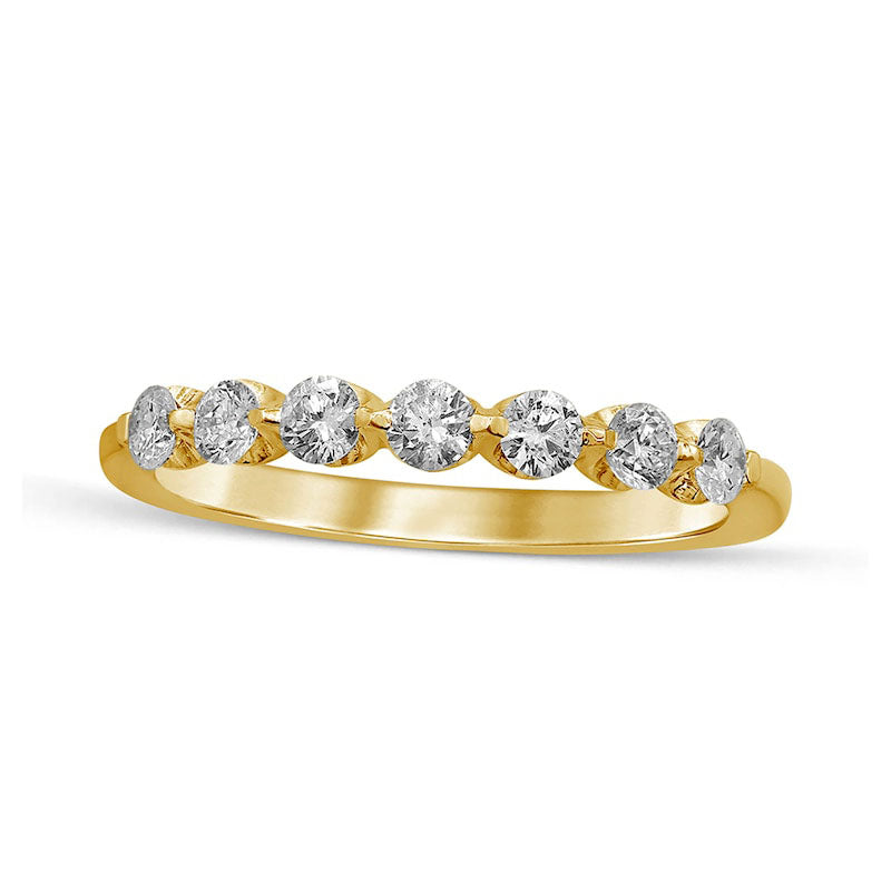 Image of ID 1 050 CT TW Natural Diamond Seven Stone Anniversary Band in Solid 10K Yellow Gold