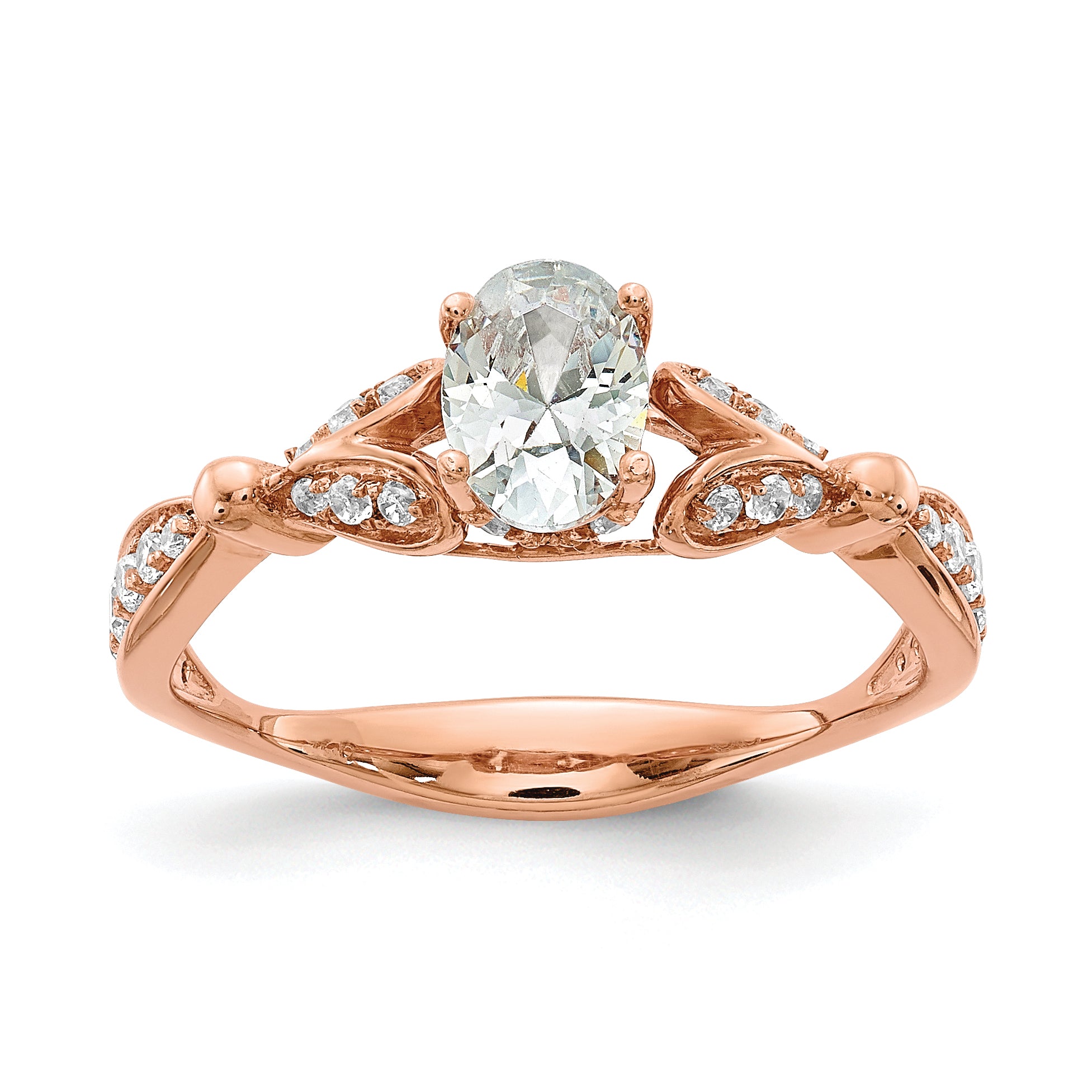 Image of ID 1 050ct CZ Solid Real 14k Rose Gold Engagement Ring