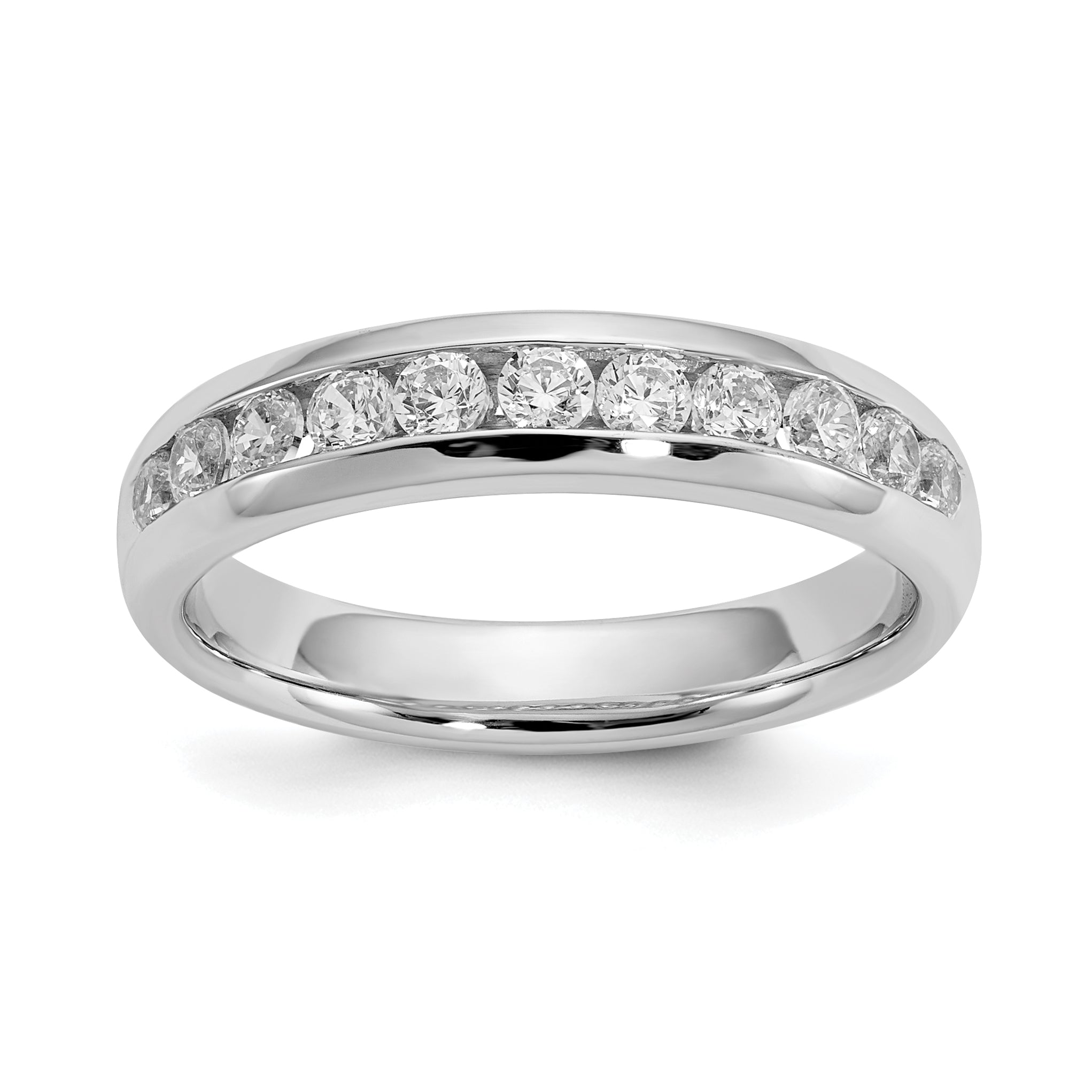 Image of ID 1 055ct CZ Solid Real 14K White Gold 11-Stone Channel Wedding Band Ring