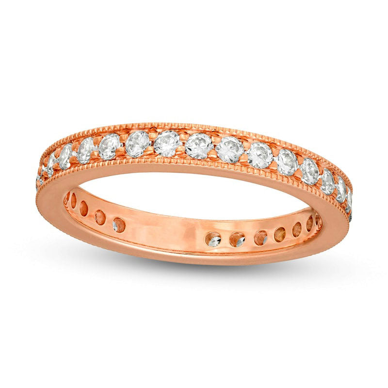 Image of ID 1 075 CT TW Natural Diamond Antique Vintage-Style Eternity Wedding Band in Solid 18K Rose Gold (G/SI2)