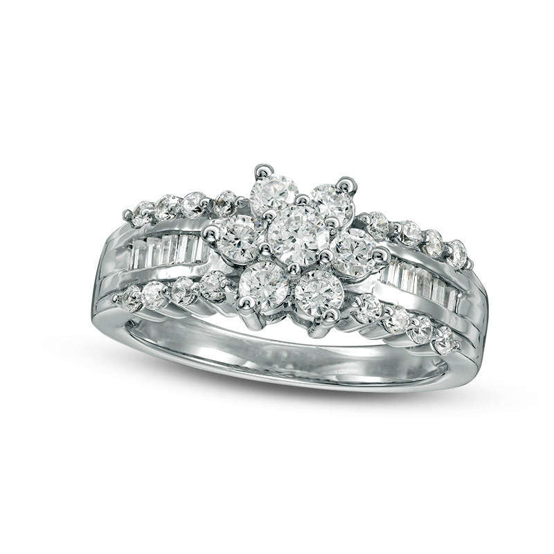 Image of ID 1 075 CT TW Natural Diamond Frame Multi-Row Ring in Solid 10K White Gold