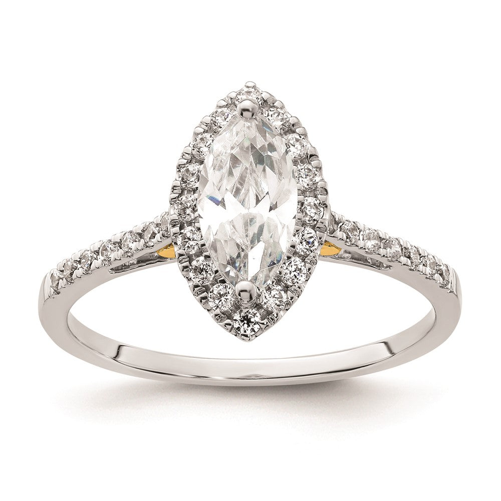 Image of ID 1 075ct CZ Solid Real 14ktt Marquise Halo Engagement Ring