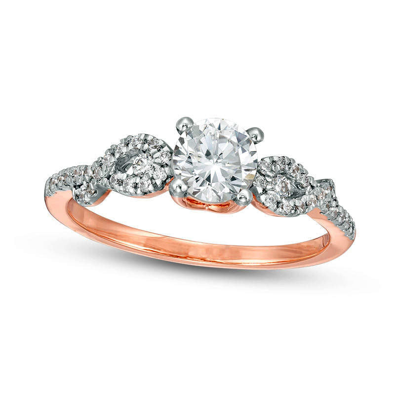 Image of ID 1 088 CT TW Natural Diamond Loop-Sides Engagement Ring in Solid 10K Rose Gold