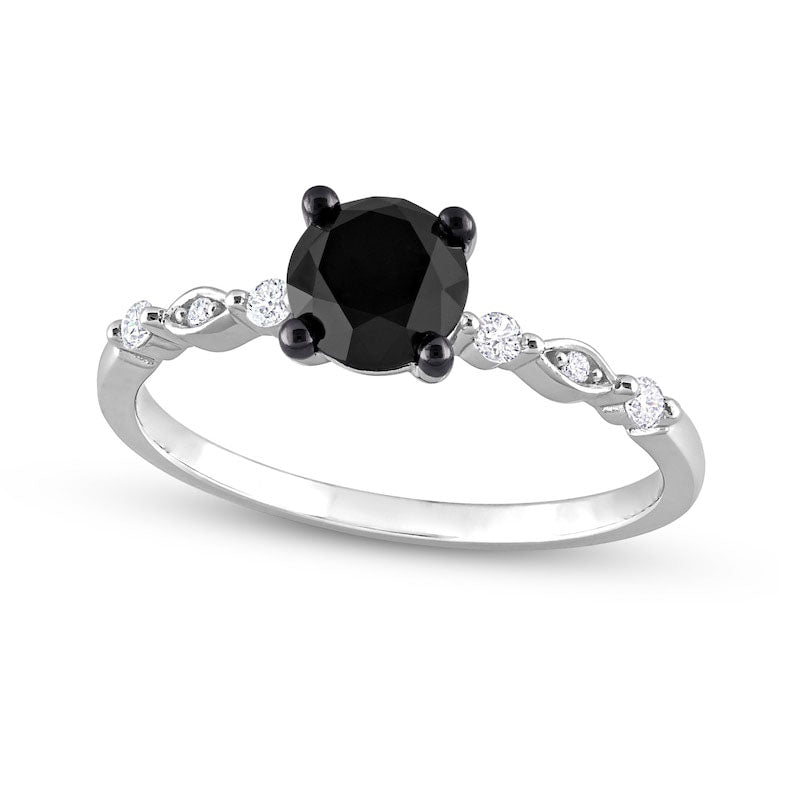 Image of ID 1 10 CT TW Black Enhanced and White Natural Diamond Engagement Ring in Solid 10K White Gold