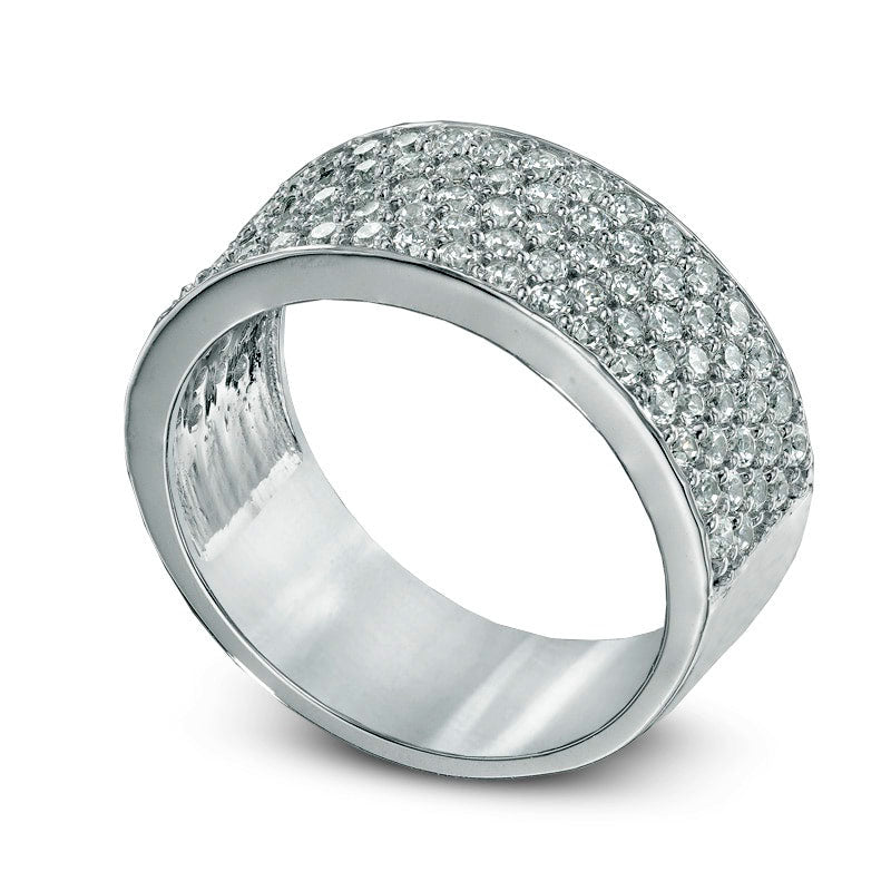 Image of ID 1 10 CT TW Natural Diamond Beaded Five Row Fashion Ring in Solid 10K White Gold