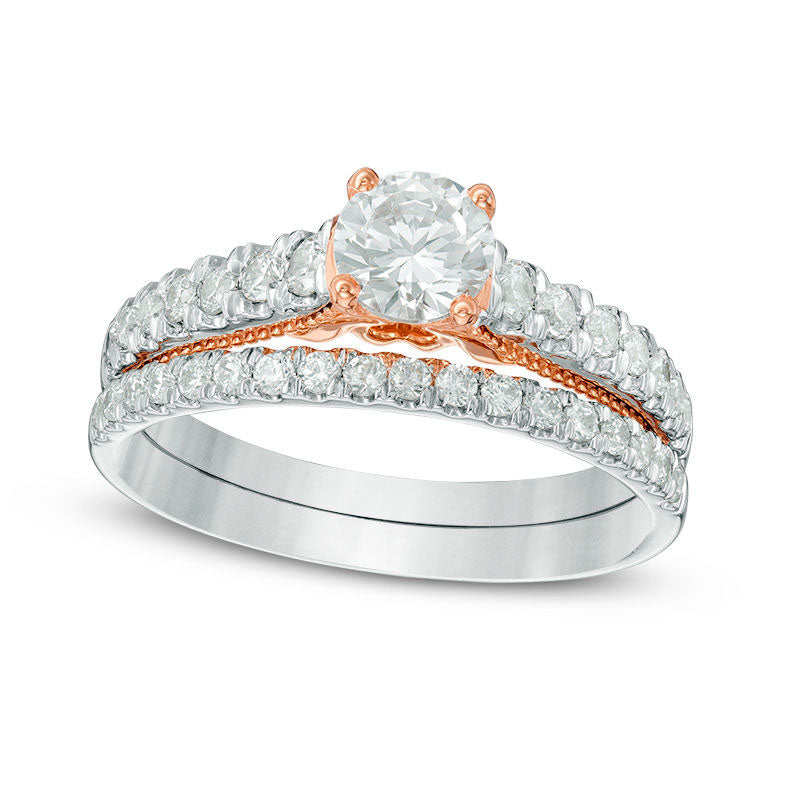Image of ID 1 10 CT TW Natural Diamond Bridal Engagement Ring Set in Solid 14K Two-Tone Gold