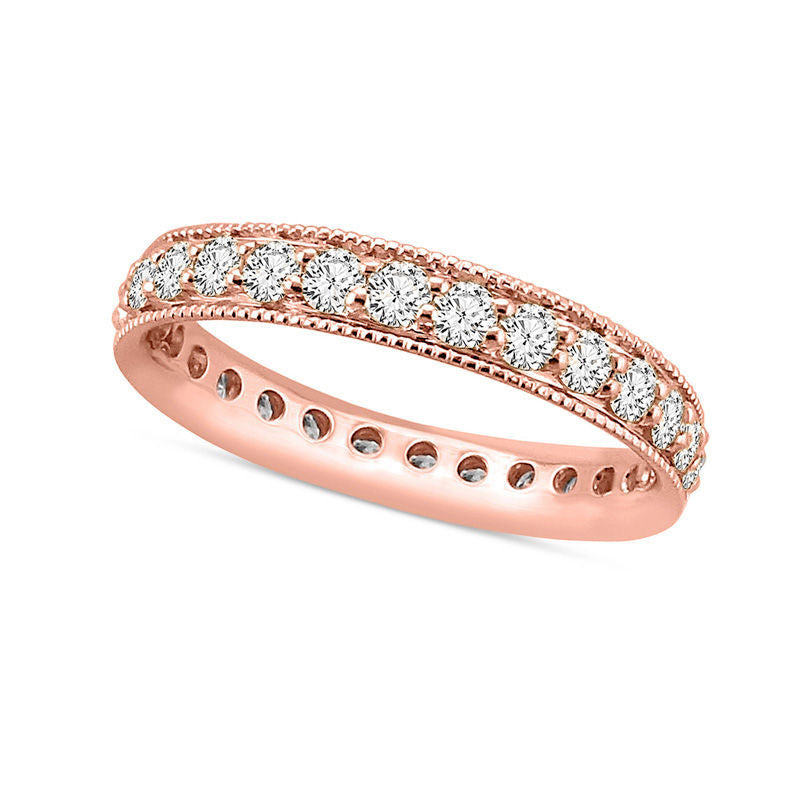 Image of ID 1 10 CT TW Natural Diamond Channel Set Antique Vintage-Style Eternity Wedding Band in Solid 14K Rose Gold