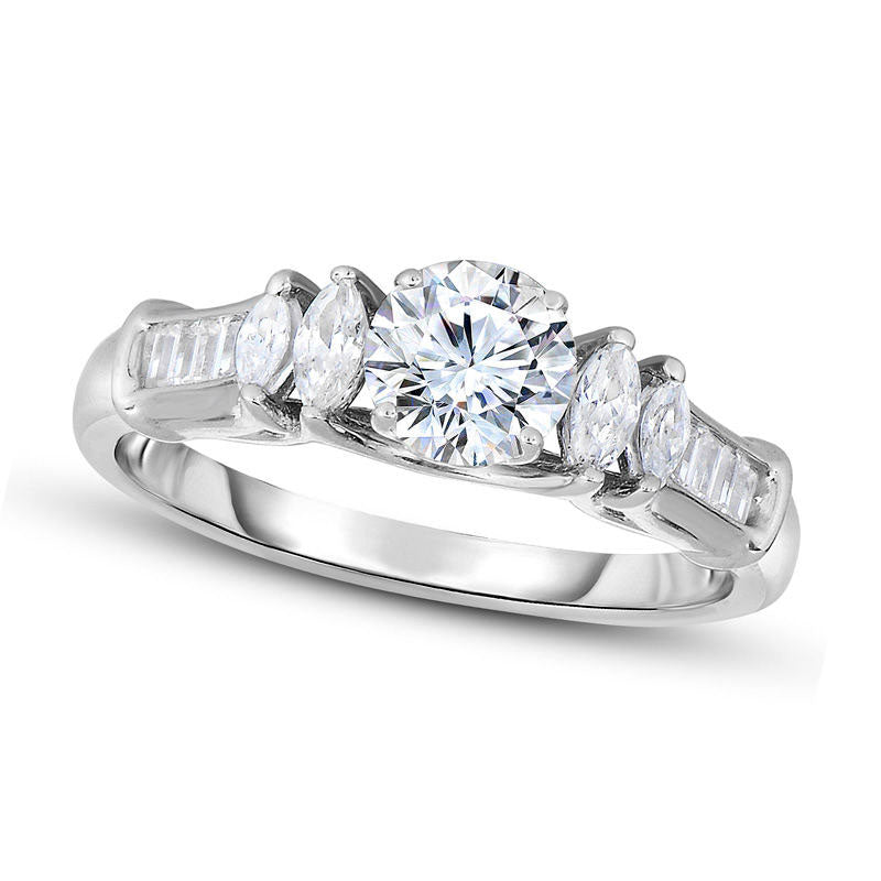 Image of ID 1 10 CT TW Natural Diamond Five Stone Engagement Ring in Solid 14K White Gold