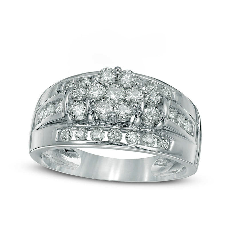 Image of ID 1 10 CT TW Natural Diamond Flower Cluster Engagement Ring in Solid 14K White Gold