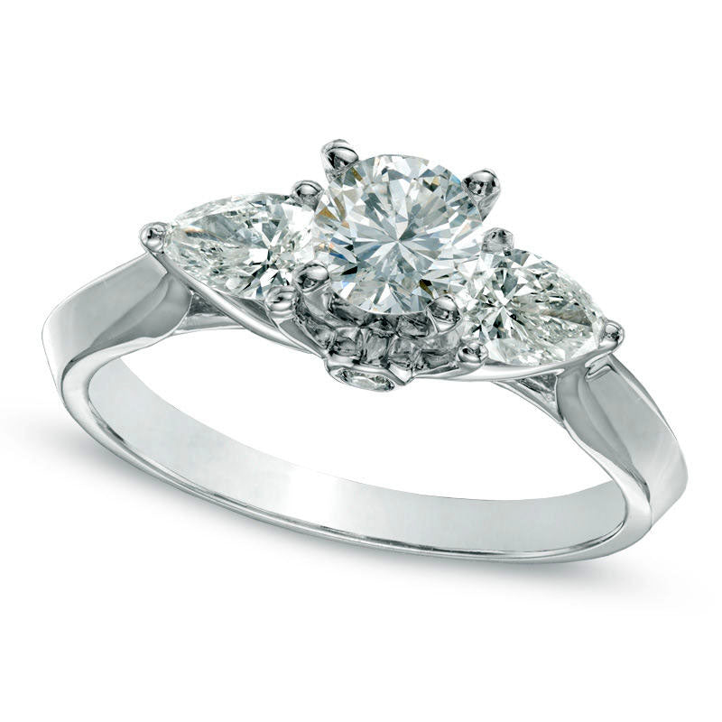 Image of ID 1 10 CT TW Natural Diamond Three Stone Engagement Ring in Solid 14K White Gold