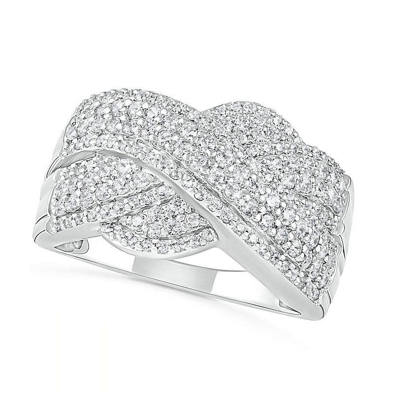Image of ID 1 10 CT TW Natural Diamond Twist Shank Crossover Ring in Solid 10K White Gold