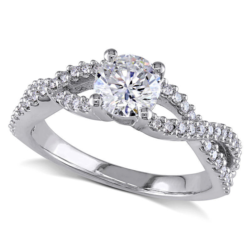 Image of ID 1 10 CT TW Natural Diamond Twist Shank Engagement Ring in Solid 14K White Gold