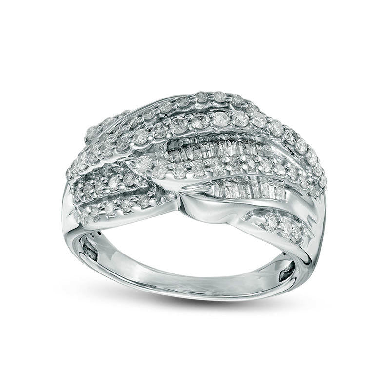 Image of ID 1 10 CT TW Natural Diamond Woven Ring in Sterling Silver