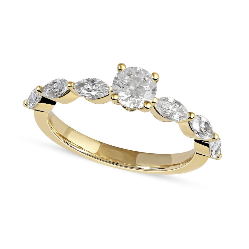 Image of ID 1 10 CT TW Round and Marquise Natural Diamond Engagement Ring in Solid 14K Gold