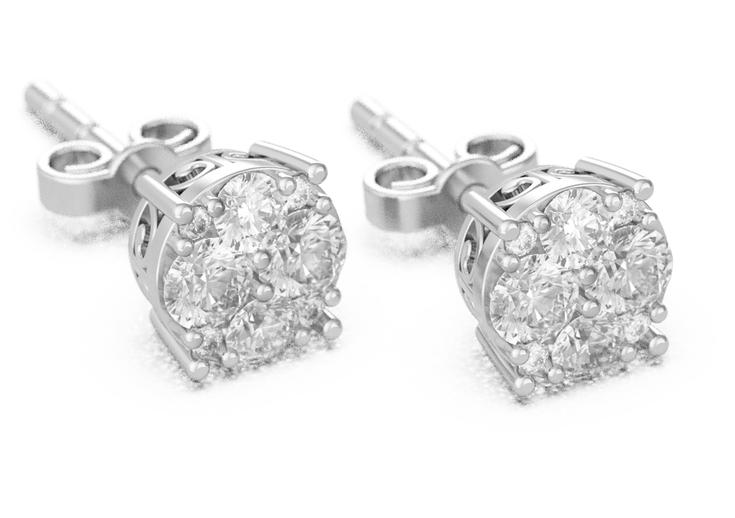 Image of ID 1 10 Ct Natural Diamond Stud Earrings Set in Sterling Silver