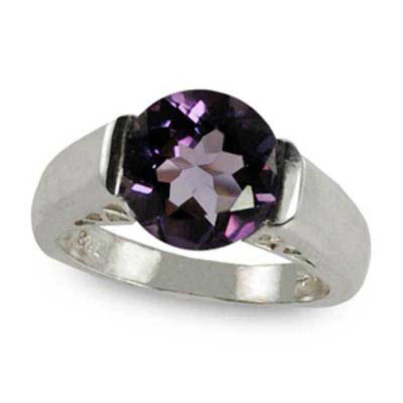 Image of ID 1 100mm Amethyst Half-Bezel Set Ring in Sterling Silver