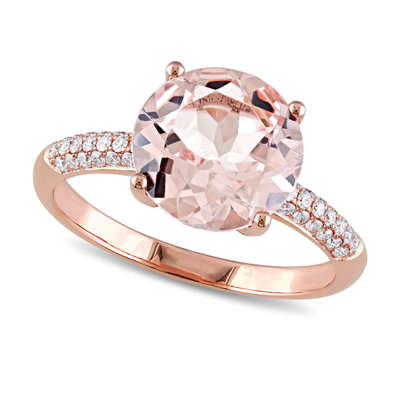 Image of ID 1 100mm Morganite and 020 CT TW Natural Diamond Engagement Ring in Solid 14K Rose Gold