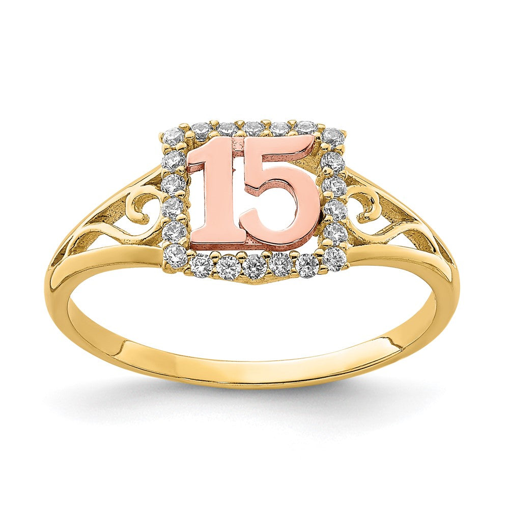 Image of ID 1 10K Two-Tone Gold CZ 15 Ring